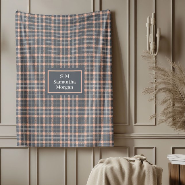 Coral and Grey Blanket Classic Pastel Gift for Her (Coral and Grey Blanket Classic Pastel Gift for Her)