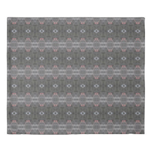 Coral and grey patterned duvet cover