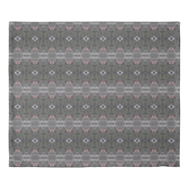 Coral and grey patterned duvet cover (Front)