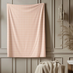 Coral and Grey Plaid Blanket Cozy Check Pattern