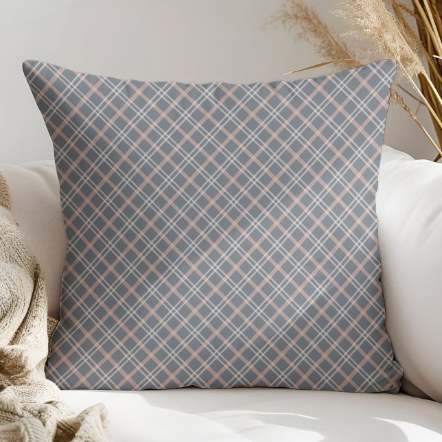 Coral and Grey Plaid Pillow Fresh Modern Look (Coral and Grey Plaid Pillow Fresh Modern Look)