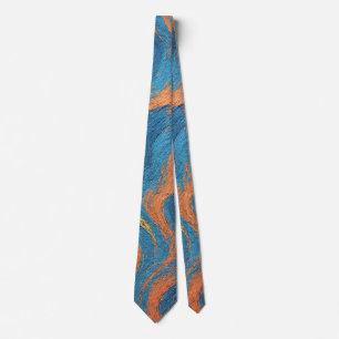 coral and indigo waves neck tie