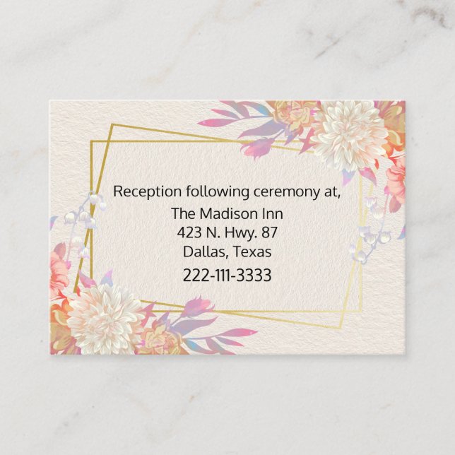 Coral and Ivory Floral Wedding Enclosure Card (Front)