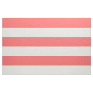 Coral and Ivory Wide Stripes Large Scale Fabric
