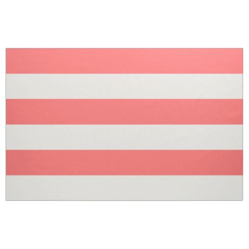 Coral and Ivory Wide Stripes Large Scale Fabric
