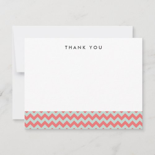 Coral and Mint Chevron Thank You Note Cards