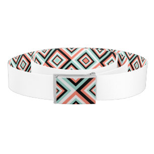Coral and Mint Diamond Pattern Reversible Belt