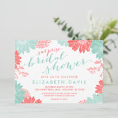 Coral and Mint Floral Surprise Bridal Shower Invitation (Standing Front)