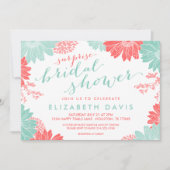 Coral and Mint Floral Surprise Bridal Shower Invitation (Front)