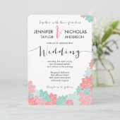 Coral and Mint Flower Wedding Invitation | Zazzle