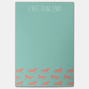 Coral and Mint Galloping Horses Pattern Post-it Notes
