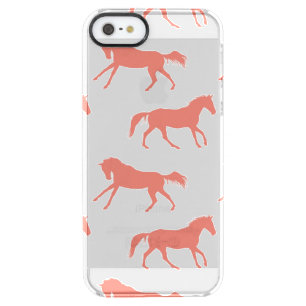 Coral and Mint Galloping Horses Pattern Clear iPhone SE/5/5s Case