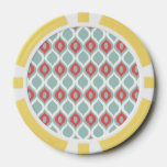 Coral And Mint Geometric Ikat Tribal Print Pattern Poker Chips at Zazzle