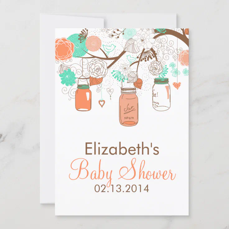 mason jar baby shower invitations