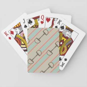 Coral And Mint Horse Bit Ribbon Pattern Playing Cards by PaintingPony at Zazzle