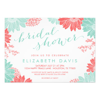 Mint And Coral Bridal Shower Invitations 10