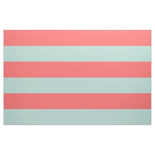 Coral and Mint Wide Stripes Large Scale Fabric