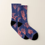 Coral and Navy Blue Groom Wedding Socks<br><div class="desc">Finish your Groom's navy blue and coral wedding outfit with these coral reef wedding socks</div>