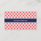 Coral and Navy Blue Modern Diamonds Business Card (Back)