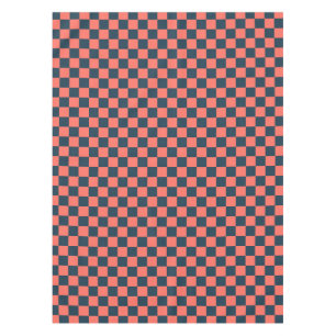 Coral and navy checkerboard pattern tablecloth