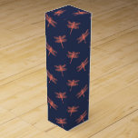 Coral and Navy Dragonfly Pattern Wine Box<br><div class="desc">Coral and navy blue dragonflies pattern wrapping paper to complement the collection below.</div>