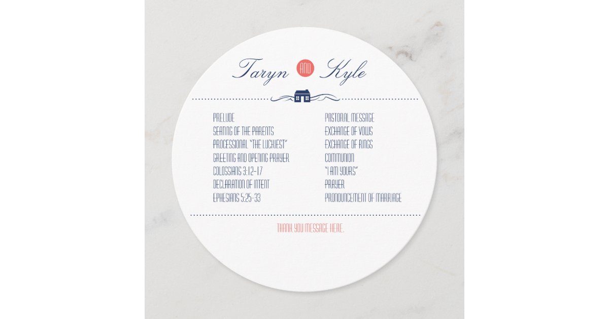 Coral And Navy Lake Or Beach Front Wedding Program Zazzle Com