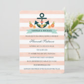 Coral and Navy Nautical Bridal Shower Invitation (Standing Front)