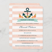 Coral and Navy Nautical Bridal Shower Invitation (Front/Back)