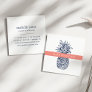 Coral and Navy Pineapple Square Business Card