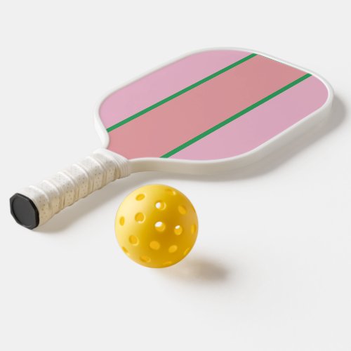 Coral and Pink and Green Stripes Pickleball Paddle