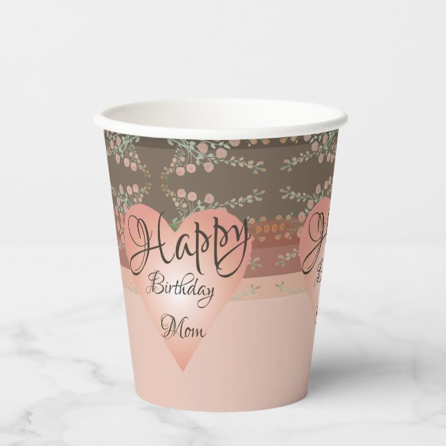 Coral And Pink And Peach Fancy Paper Cups (Front)