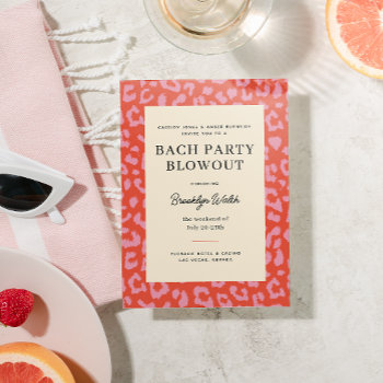 Coral And Pink Animal Print Bachelorette Party Invitation by 2BirdStone at Zazzle