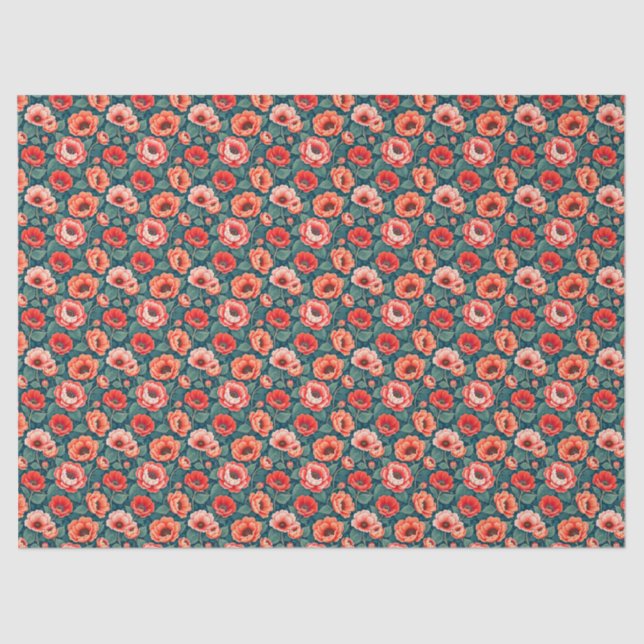 Coral and Pink Chinoiserie Tissue Paper (Front)