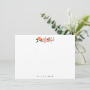 Coral and Pink Floral Bridal Shower Personalized Note Card