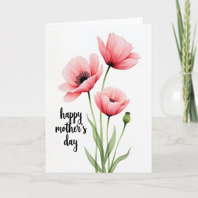 Coral And Pink Floral Card (Front)