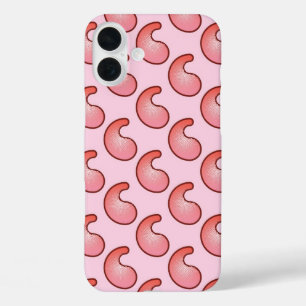 Coral and pink paisley pattern iPhone 16 plus case
