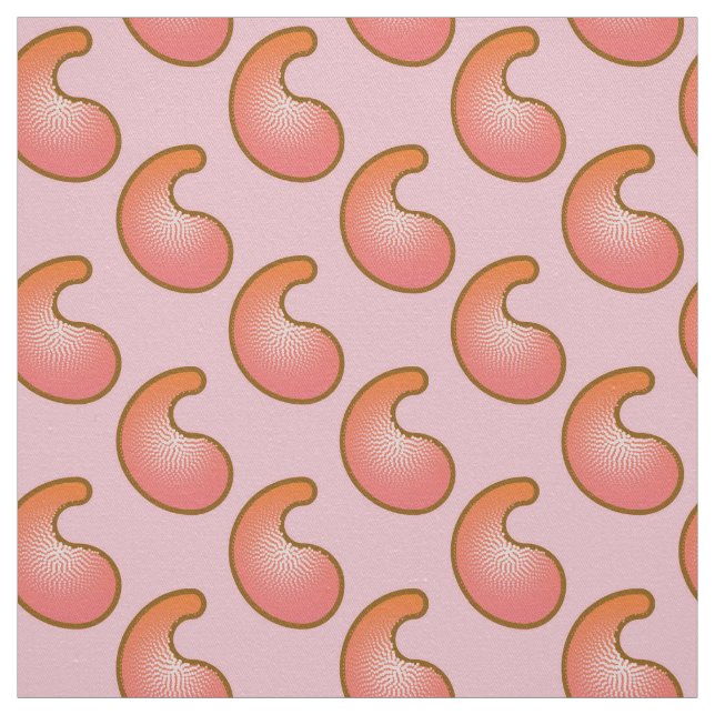 Coral and pink paisley pattern fabric (Swatch)