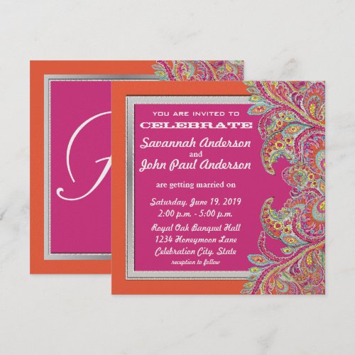 Moroccan Tangerine &amp; Fuchsia Wedding Invitations