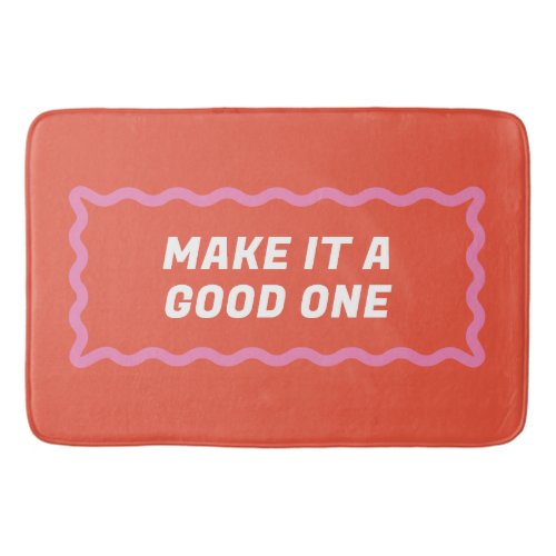 Coral and Pink Wavy Encouraging Words Bath Mat