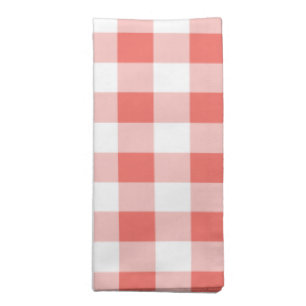 Coral and Pink White Buffalo Plaid Pattern Cloth Napkin