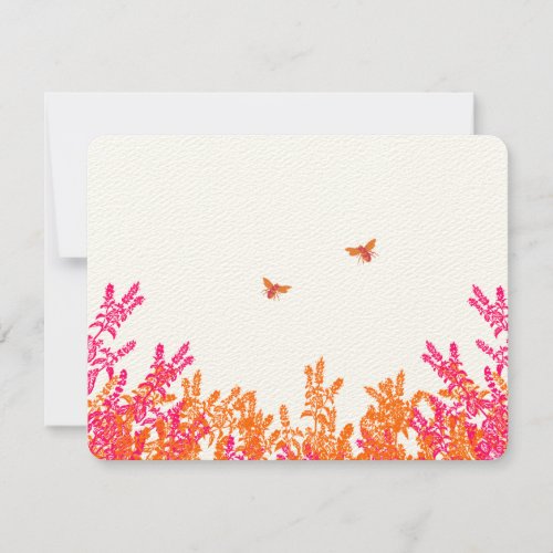 Coral and Pink Wildflower Bee Wedding RSVP
