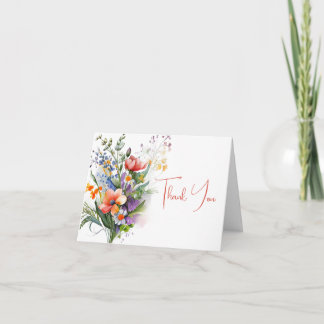 Coral and Purple Wildflowers Thank You Invitation