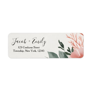 Coral and Sage Return Address Label