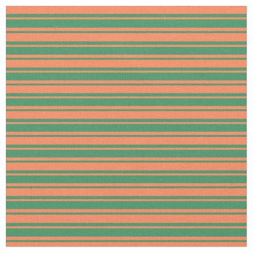 Coral and Sea Green Lined Pattern Fabric