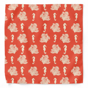Coral and Seahorses Coastal Beach Bandana