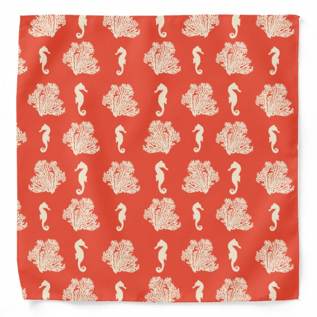 Coral and Seahorses Coastal Beach Bandana (Front)