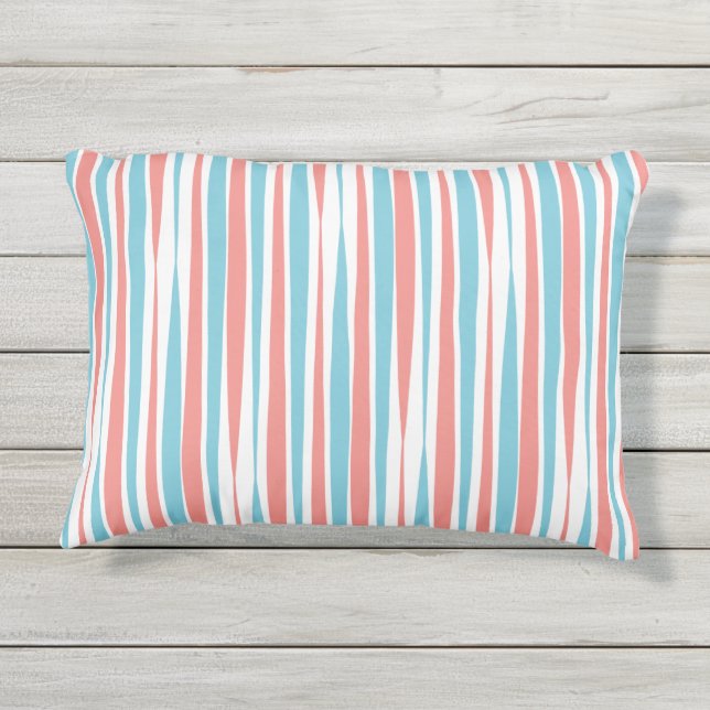 Coral and Teal Brush Stroke Accent Pillow (Back)
