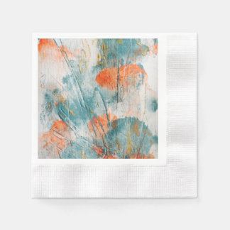 Coral and Teal Brushstroke Napkins