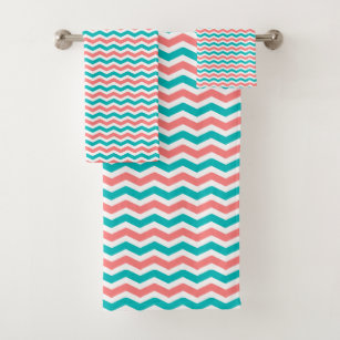 coral and aqua towels
