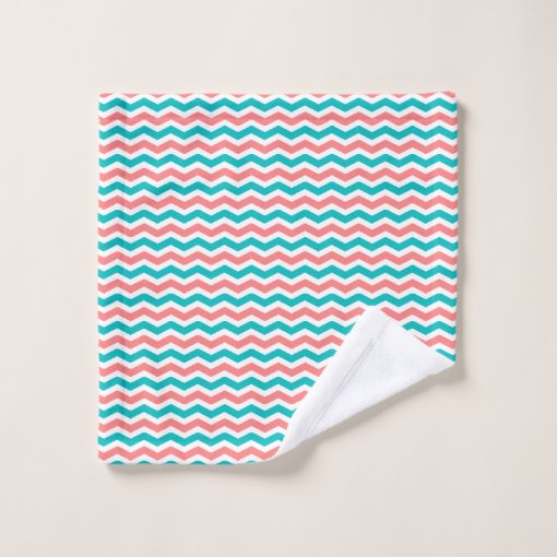 Coral and Teal Chevron Bath Towel Set Zazzle